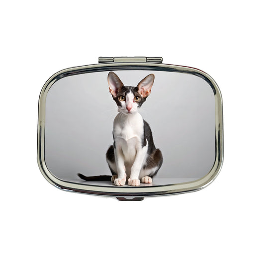 Oriental Shorthair Black White Cat Photo Travel Pill Box Case