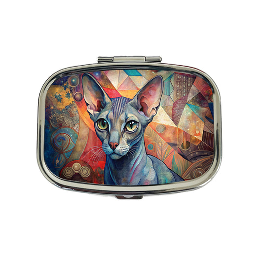 Oriental Shorthair Cat Abstract Art Travel Pill Box Case
