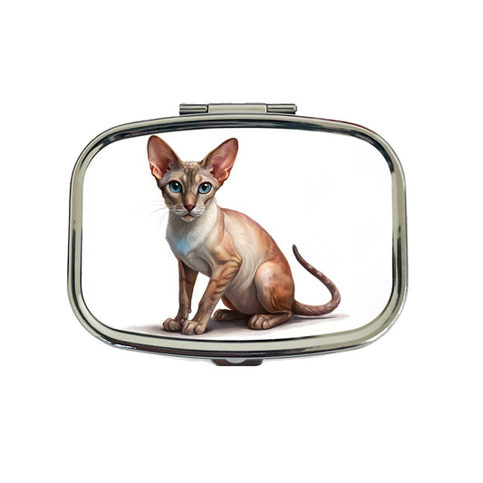 Oriental Shorthair Cat Illustration Travel Pill Box Case