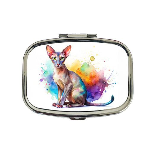 Oriental Shorthair Cat Watercolor Style Travel Pill Box Case