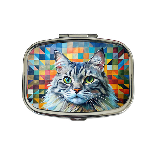 Ragamuffin Cat Abstract Art Travel Pill Box Case