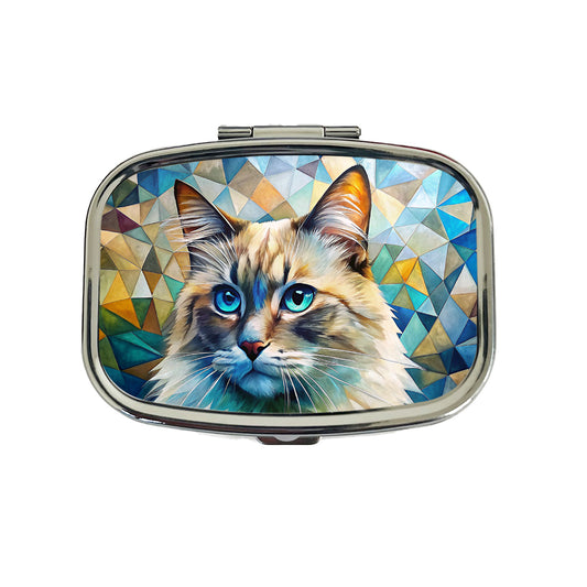 Ragdoll Cat Abstract Art Travel Pill Box Case