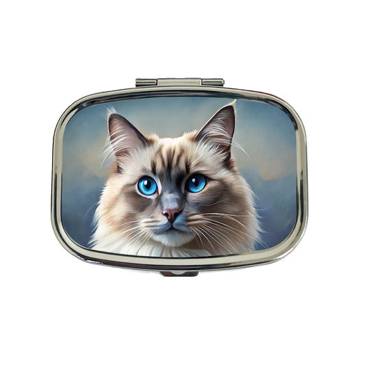 Ragdoll Cat Illustration Travel Pill Box Case