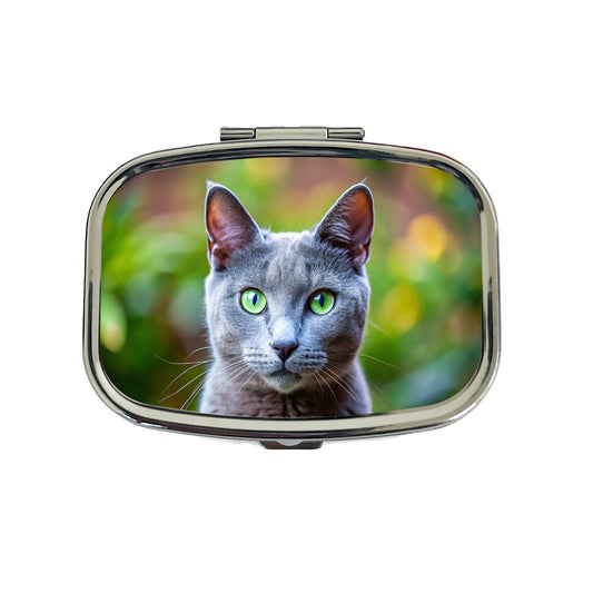 Russian Blue Cat Photo Travel Pill Box Case
