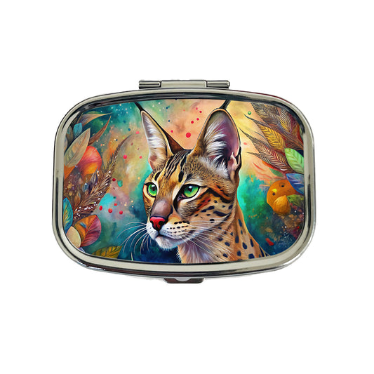 Savannah Cat Abstract Art Travel Pill Box Case