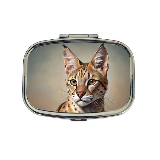 Savannah Cat Illustration Travel Pill Box Case