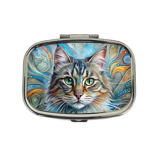 Siberian Cat Abstract Art Travel Pill Box Case