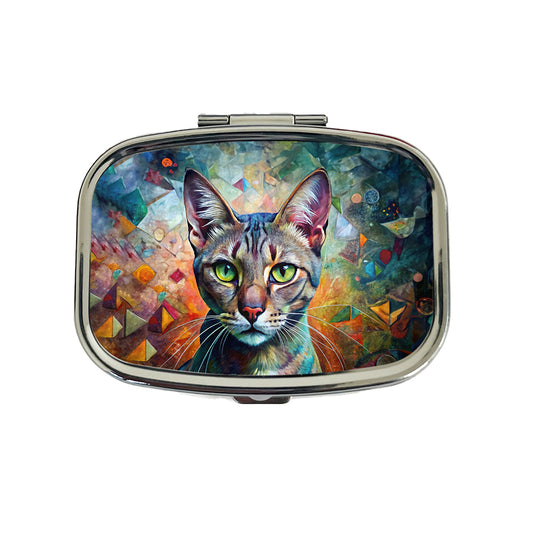 Singapura Cat Abstract Art Travel Pill Box Case