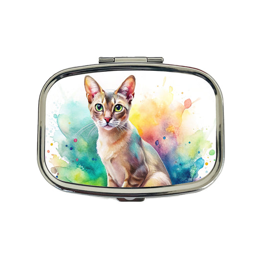 Singapura Cat Watercolor Style Travel Pill Box Case