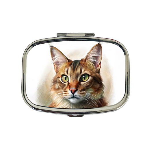 Somali Cat Illustration Travel Pill Box Case