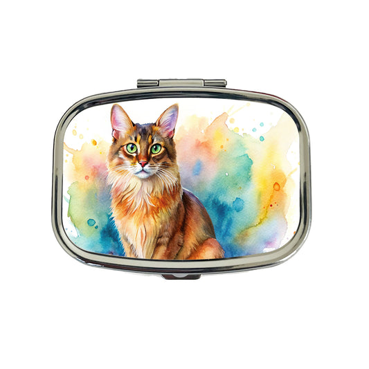 Somali Cat Watercolor Style Travel Pill Box Case