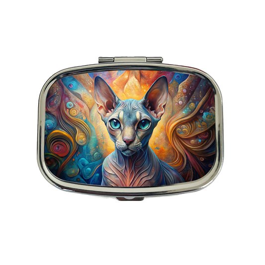 Sphynx Cat Abstract Art Travel Pill Box Case