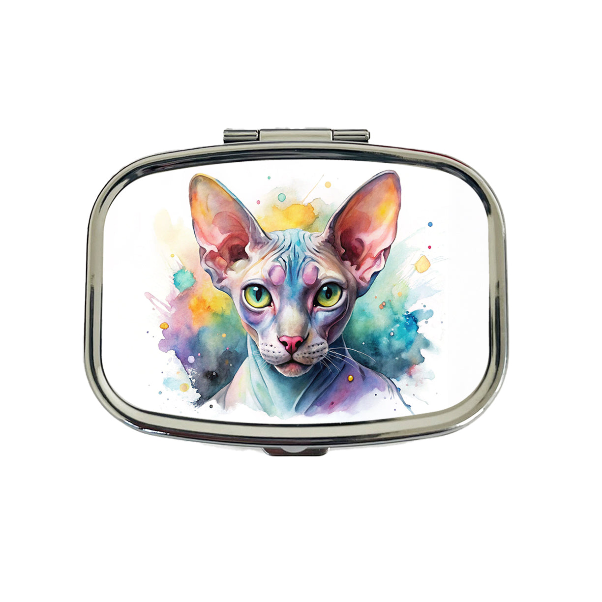 Sphynx Cat Watercolor Style Travel Pill Box Case