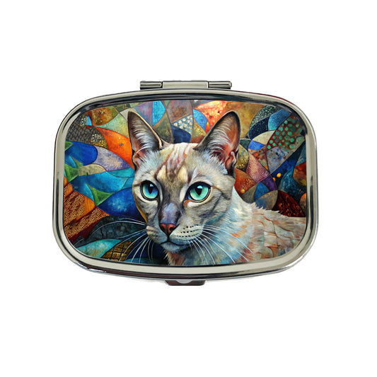 Tonkinese Cat Abstract Art Travel Pill Box Case