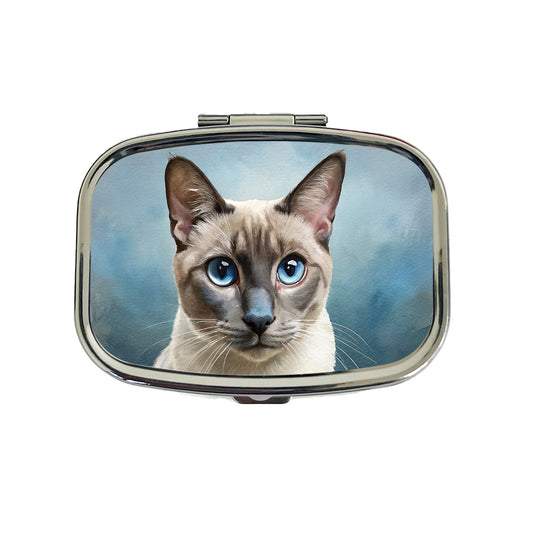 Tonkinese Cat Illustration Travel Pill Box Case
