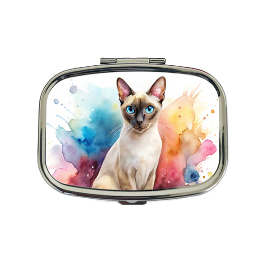 Tonkinese Cat Watercolor Style Travel Pill Box Case