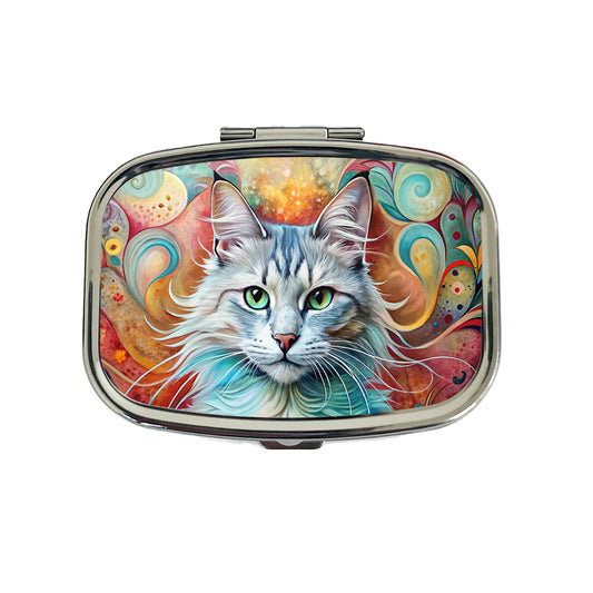 Turkish Angora Cat Abstract Art Travel Pill Box Case