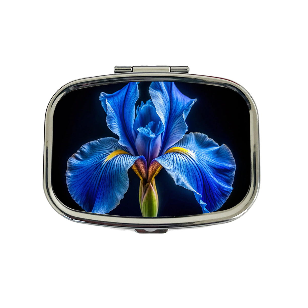 Blue Iris Flower Photo Travel Pill Box Case