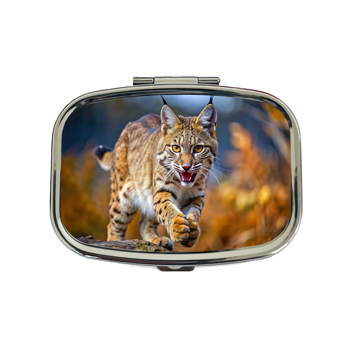 Bobcat Leaping To Catch Prey Travel Pill Box Case
