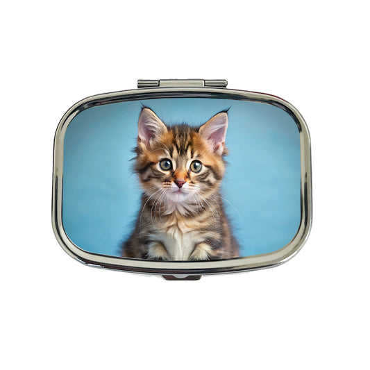 Cute Tabby Kitten Cat Photo Travel Pill Box Case