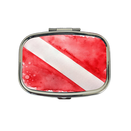 Diver Diving Dive Flag Watercolor Travel Pill Box Case