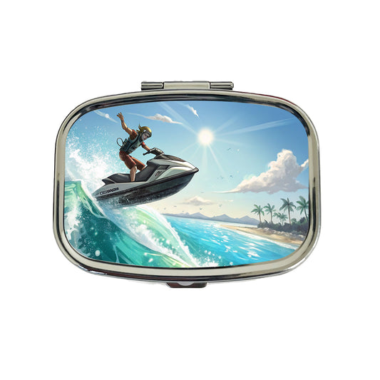 Jet Ski Skiing at Tropical Beach Travel Pill Box Case