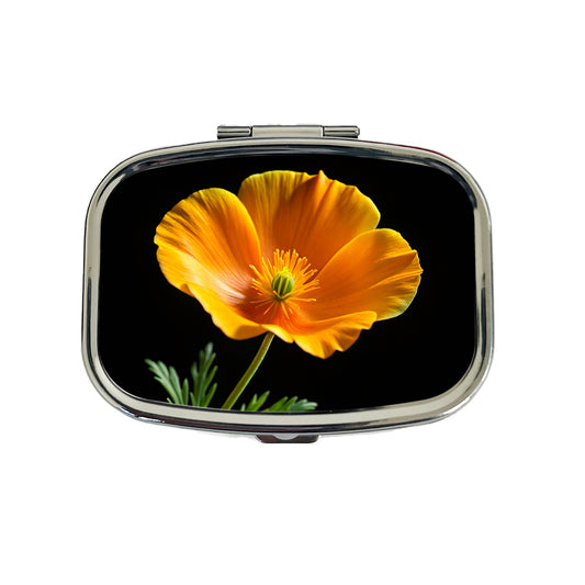 Orange California Poppy Flower Photo Travel Pill Box Case