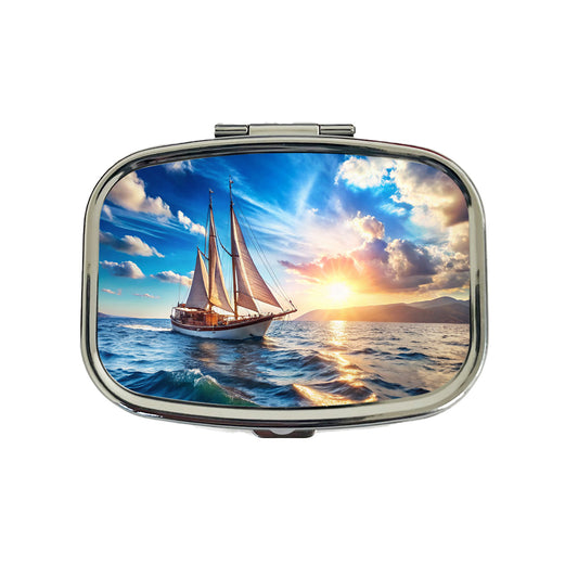 Sailboat On The Ocean Travel Pill Box Case