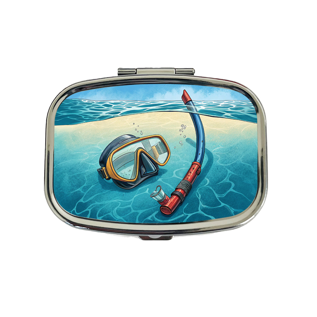 Snorkel And Mask on Beach Travel Pill Box Case