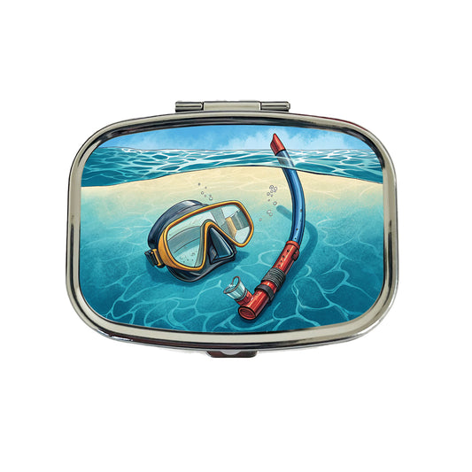 Snorkel And Mask on Beach Travel Pill Box Case