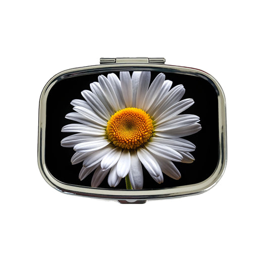 White Daisy Flower Photo Travel Pill Box Case