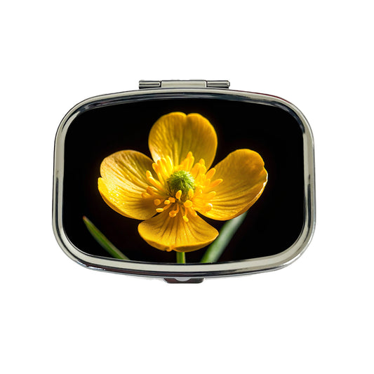 Yellow Buttercup Flower Photo Travel Pill Box Case