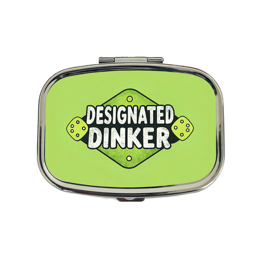 Designated Dinker Funny Pickleball Saying Travel Pill Box Case