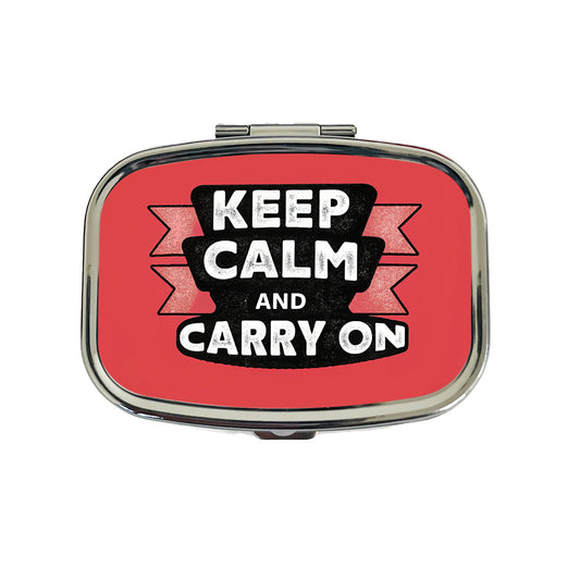 Keep Calm And Carry On Funny Travel Pill Box Case