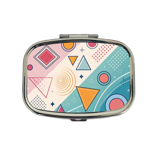 Abstract Geometric Shapes Colorful Travel Pill Box Case