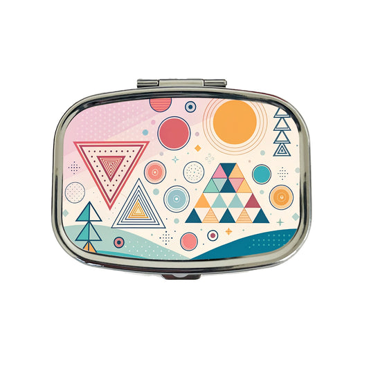 Abstract Geometric Shapes Retro Travel Pill Box Case