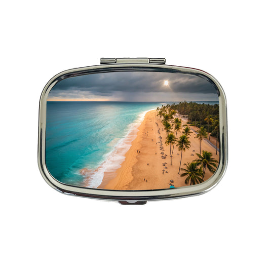 Aerial Beach Ocean Resort Palm Trees Travel Pill Box Case