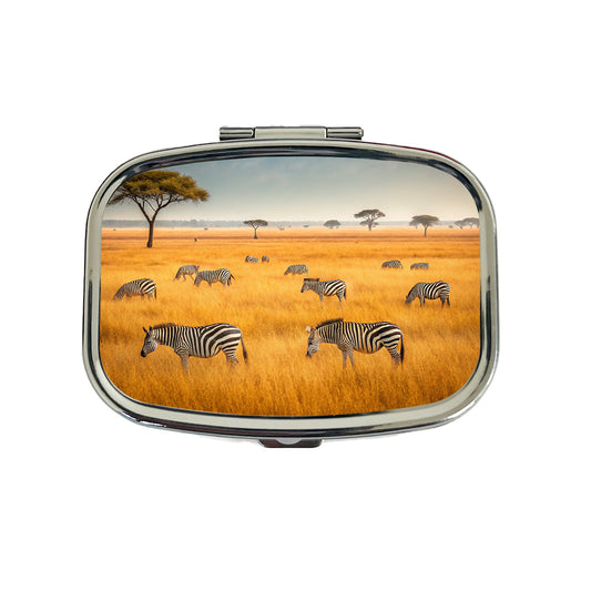 African Safari Zebras Travel Pill Box Case