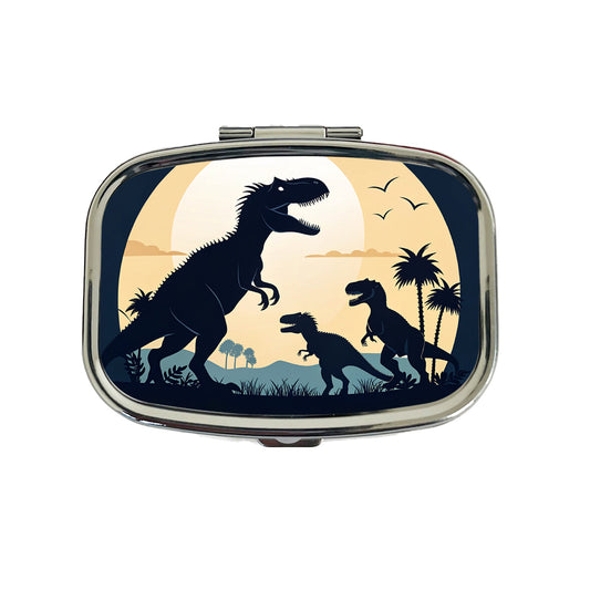 Allosaurus Silhouettes Dinosaurs Travel Pill Box Case