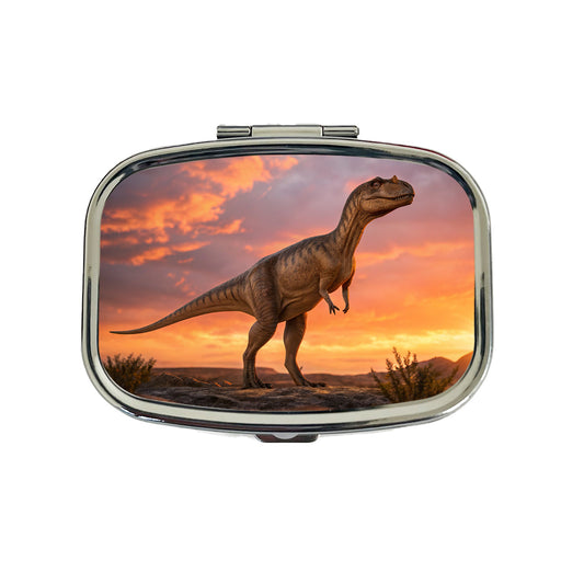 Allosaurus Standing Sunset Dinosaur Travel Pill Box Case