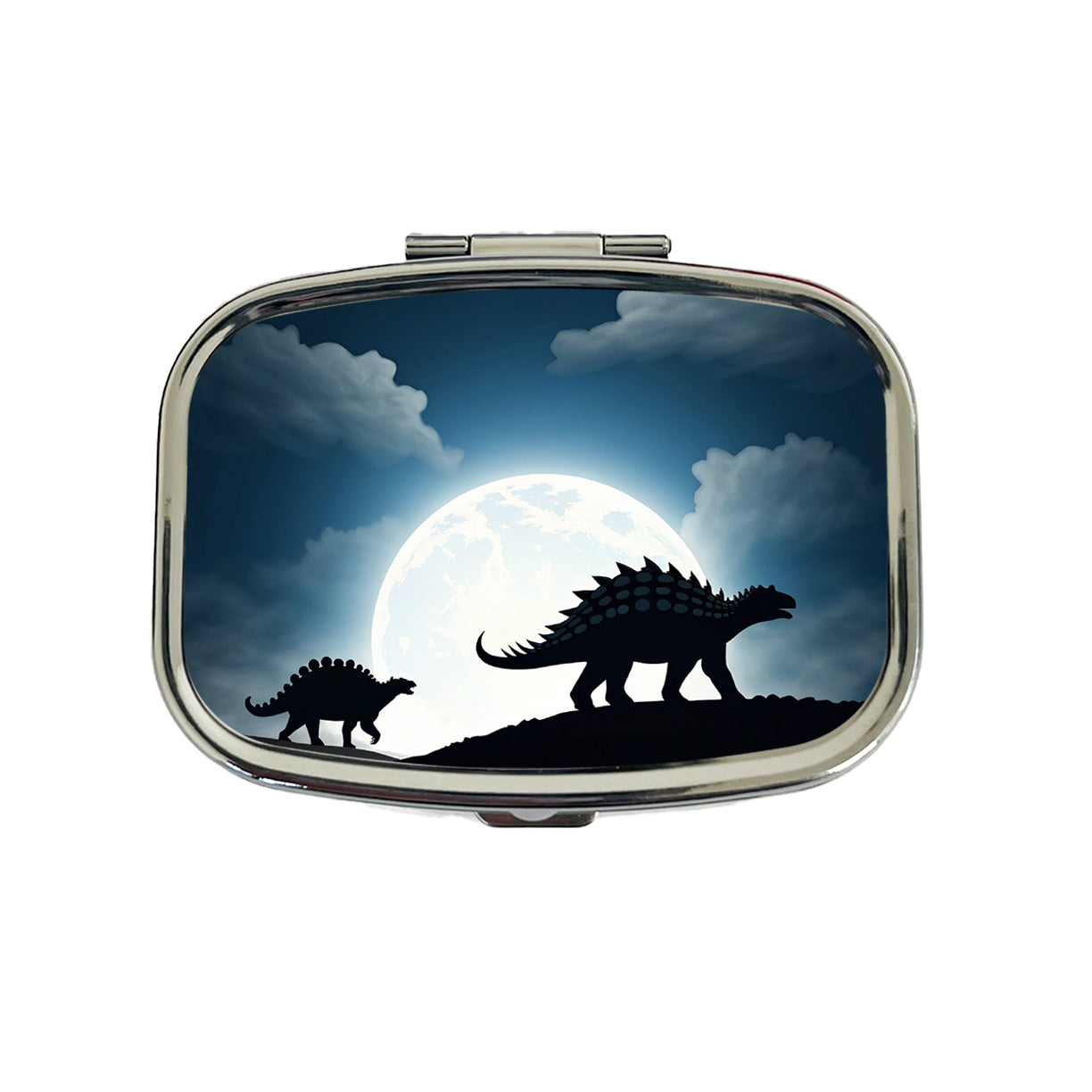 Ankylosaurus Silhouettes Dinosaurs Travel Pill Box Case