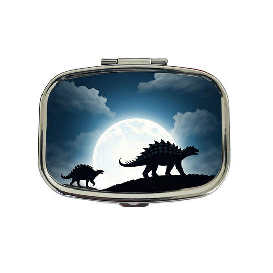 Ankylosaurus Silhouettes Dinosaurs Travel Pill Box Case