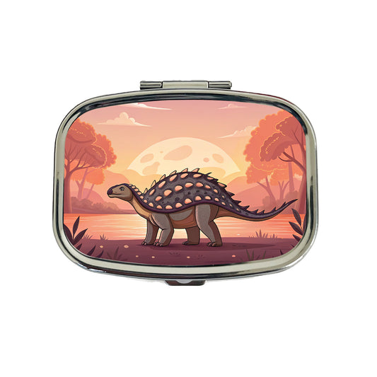 Ankylosaurus Sunset Dinosaur Travel Pill Box Case