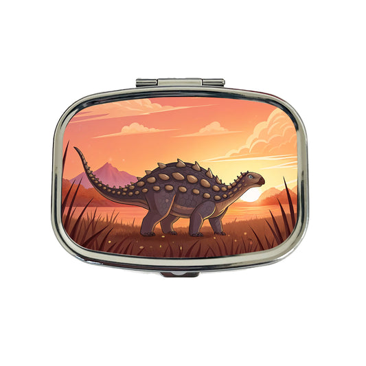 Ankylosaurus Sunset Sunrise Dinosaur Travel Pill Box Case
