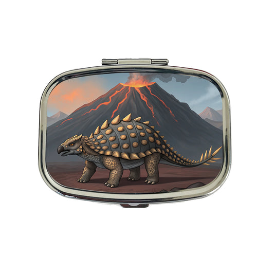 Ankylosaurus Volcano Erupting Dinosaur Travel Pill Box Case
