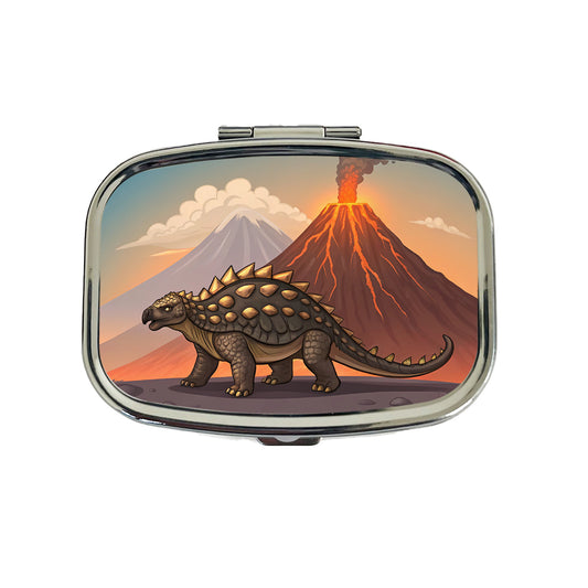 Ankylosaurus Volcanos Dinosaur Travel Pill Box Case