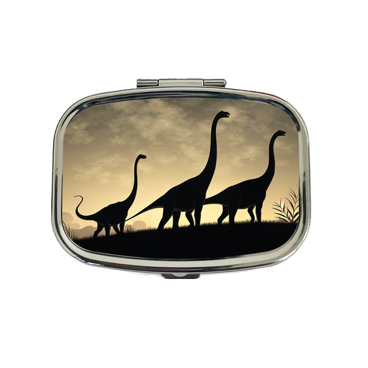 Apatosaurus Silhouettes Walking Dinosaurs Travel Pill Box Case