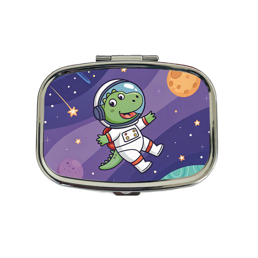 Astronaut Dinosaur In Space Suit Planets Travel Pill Box Case