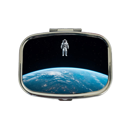 Astronaut Drifting In Space Above Earth Travel Pill Box Case