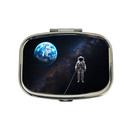 Astronaut Drifting In Space Earth Travel Pill Box Case